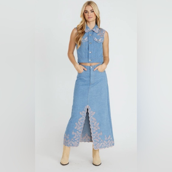 DRIFTWOOD Dresses & Skirts - New Driftwood Serena Denim Skirt in Pink Promise size 27